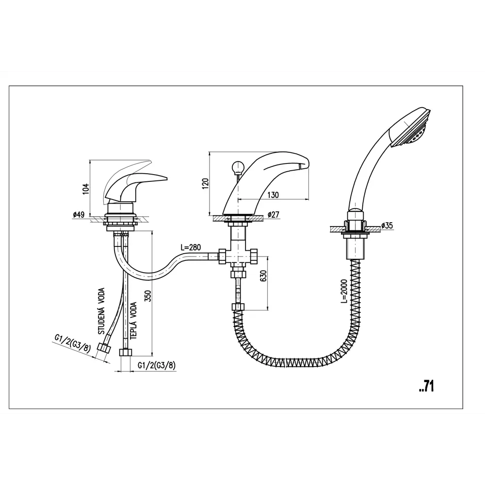 Фото 2 Смеситель для ванны RavSlezak Dunaj D471.5SZ однорычажный цвет золотой