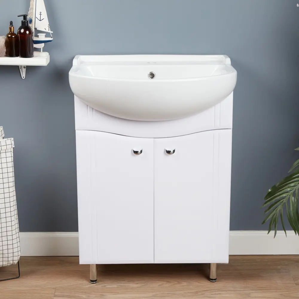 Фото 3 Тумба simaland 3445425 36 см цвет белый, с раковиной