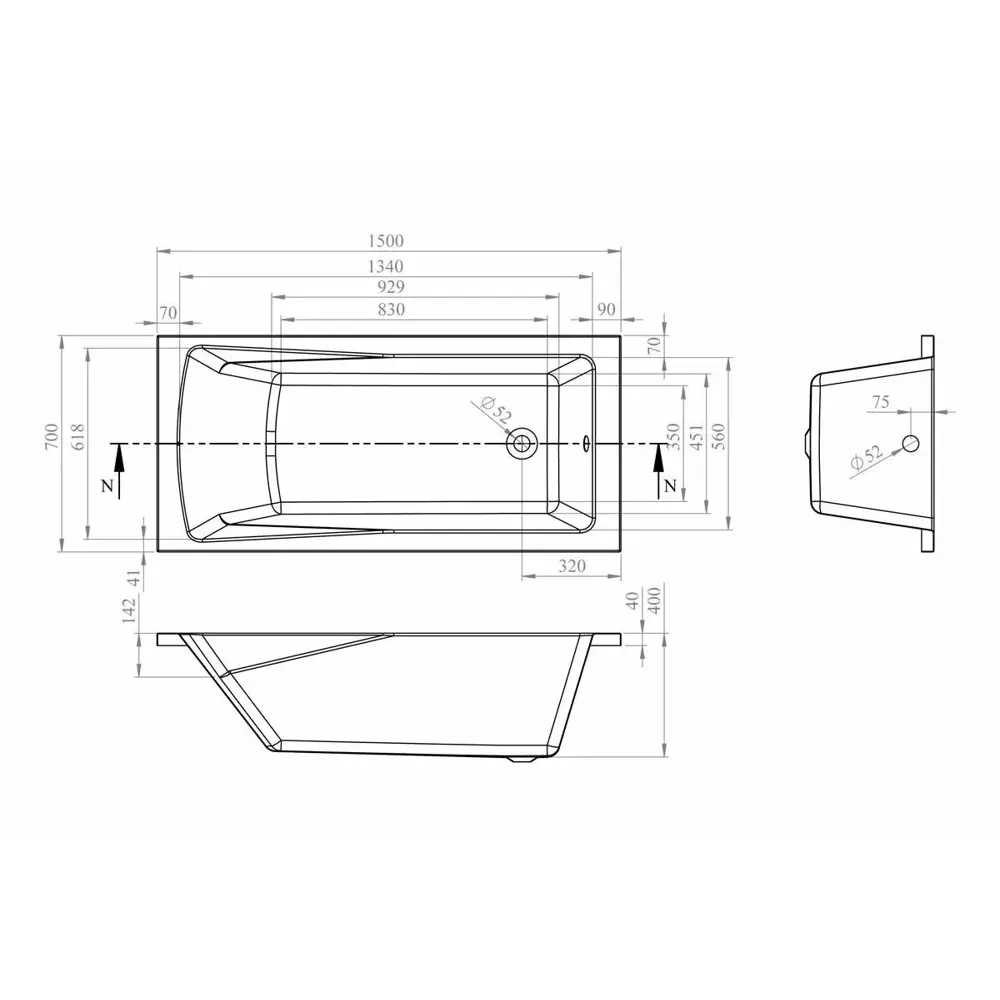 Фото 3 Прямоугольная ванна Lavinia Boho One S3-3701005P литьевой акрил 150x70 см, с металлическим каркасом, подголовником и хромотерапией