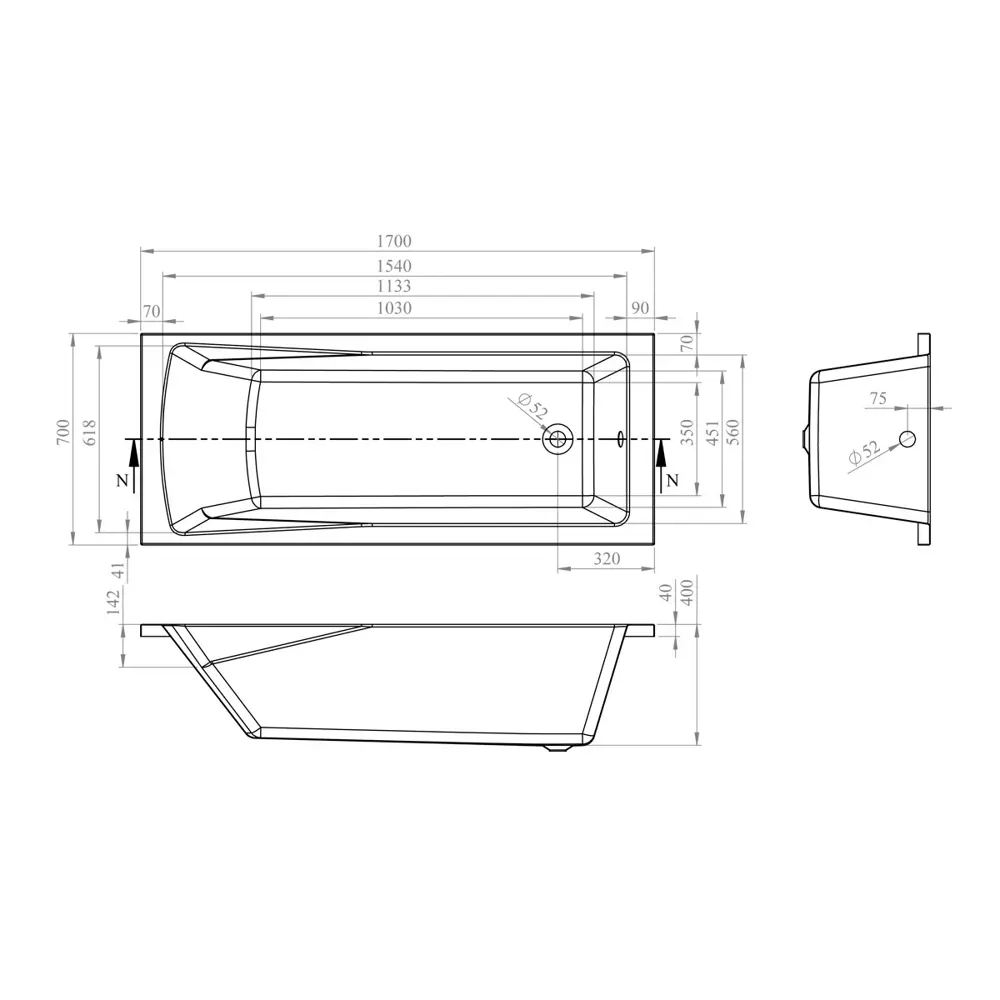 Фото 6 Прямоугольная ванна Lavinia Boho One S3-3701007P литьевой акрил 170x70 см, с металлическим каркасом, подголовником и хромотерапией