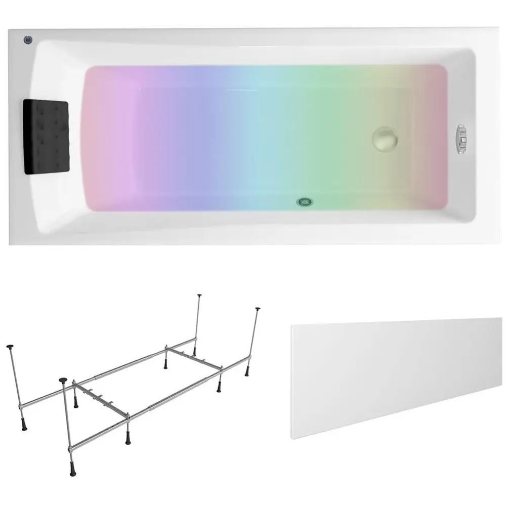 Фото Прямоугольная ванна Lavinia Boho One S4-3701007P литьевой акрил 170x70 см, с каркасом, подголовником, экраном и хромотерапией Фото Прямоугольная ванна Lavinia Boho One S4-3701007P литьевой акрил 170x70 см, с каркасом, подголовником, экраном и хромотерапией