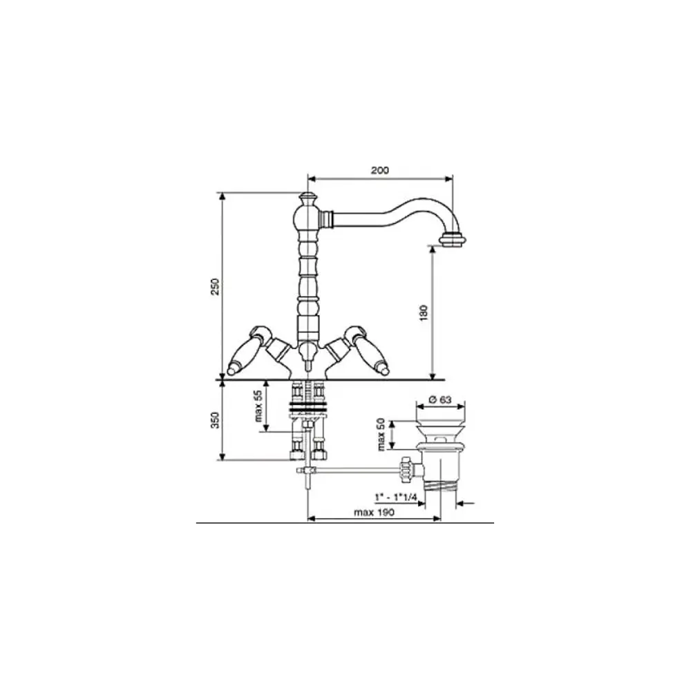 Фото 2 Смеситель для раковины Emmevi Deco Ceramic 121613BR двухвентильный цвет бронза Фото 2 Смеситель для раковины Emmevi Deco Ceramic 121613BR двухвентильный цвет бронза