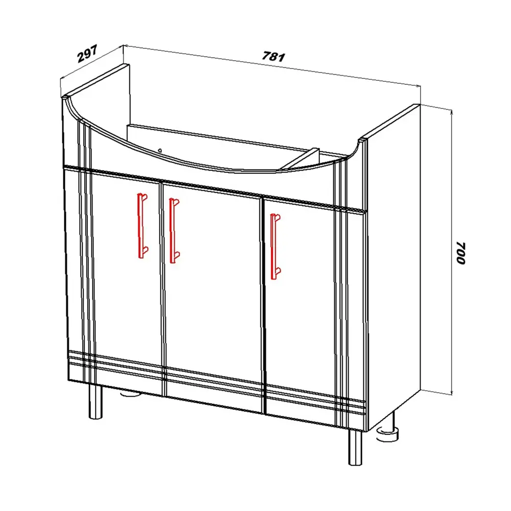 Фото 6 Тумба напольная Sanstar Вольга 340.1-1.4.1. 78.10см