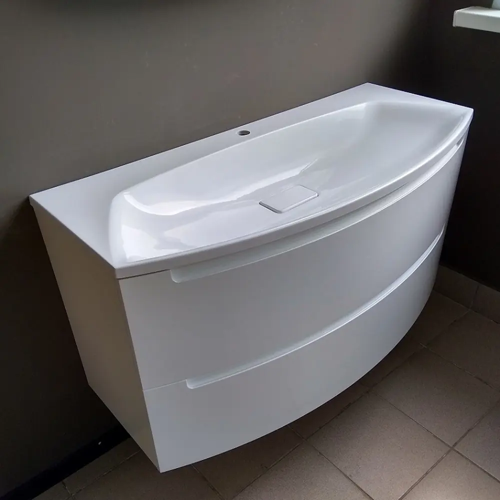 Фото 2 Тумба под раковину Belux Бари НП 110-02 109см Белый глянцевый