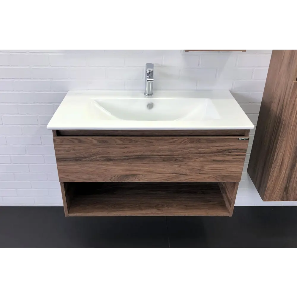Фото 2 Тумба Comforty Бордо-90 дуб темно-коричневый, с раковиной Фото 2 Тумба Comforty Бордо-90 дуб темно-коричневый, с раковиной