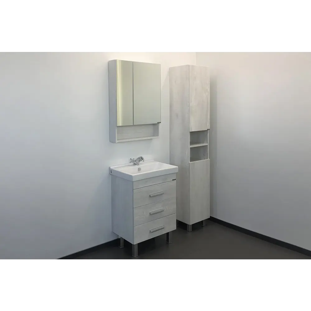 Фото 2 Зеркало-шкаф Comforty Никосия-60 дуб белый