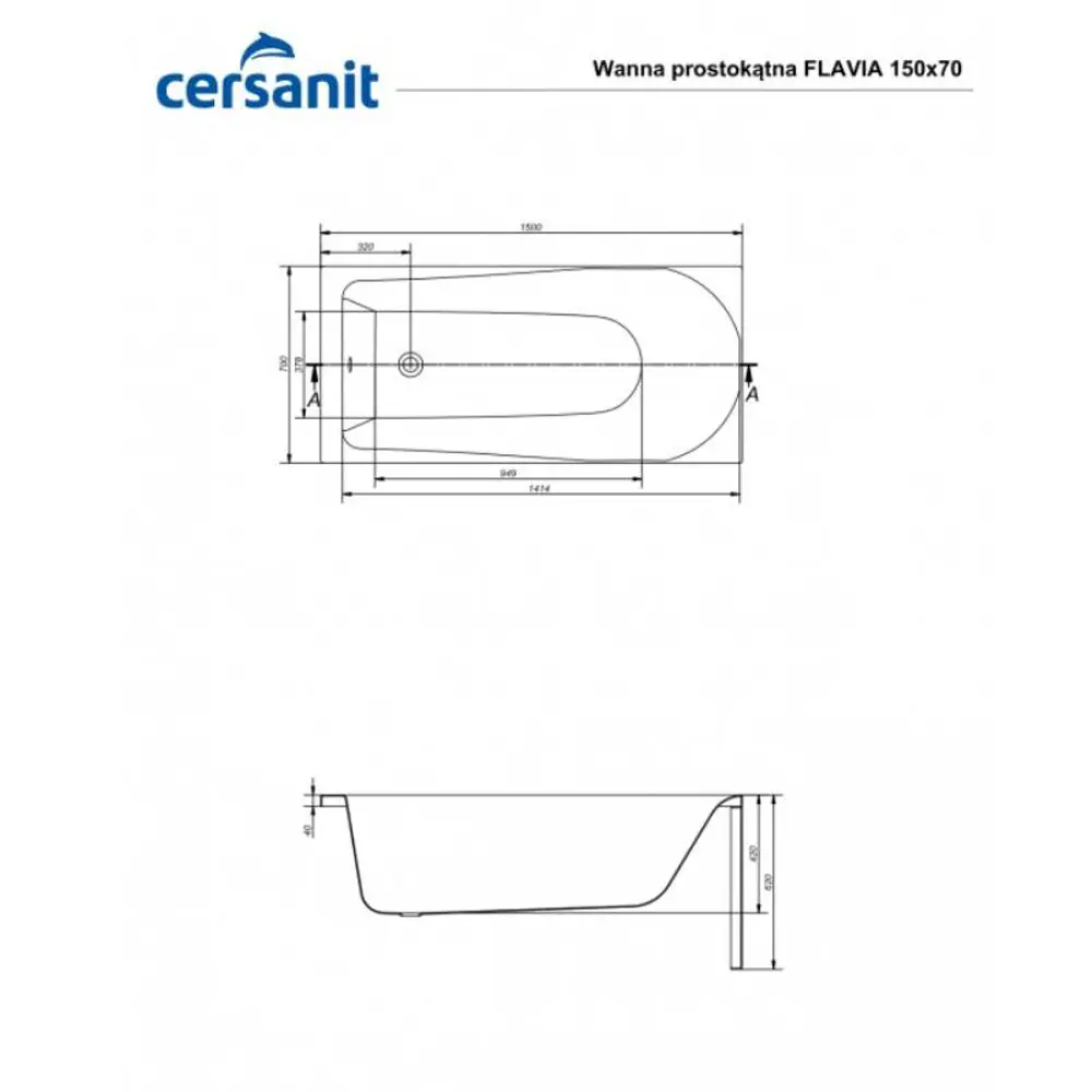 Фото 6 Прямоугольная ванна Cersanit P-WP-FLAVIA*150NL 100% акрил 150x70см Фото 6 Прямоугольная ванна Cersanit P-WP-FLAVIA*150NL 100% акрил 150x70см