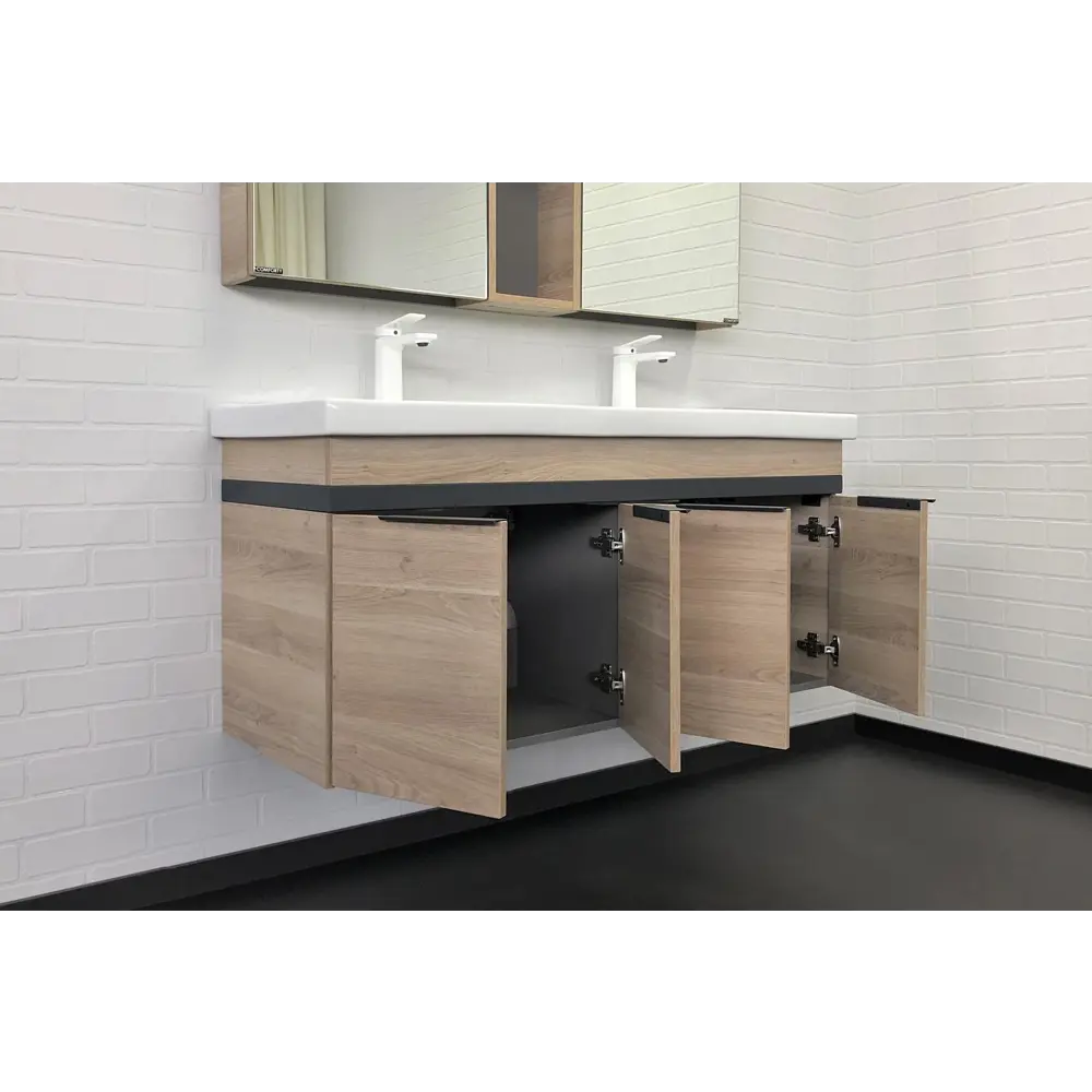 Фото 3 Тумба Comforty Дуэт-125 дуб натуральный, с раковиной Фото 3 Тумба Comforty Дуэт-125 дуб натуральный, с раковиной
