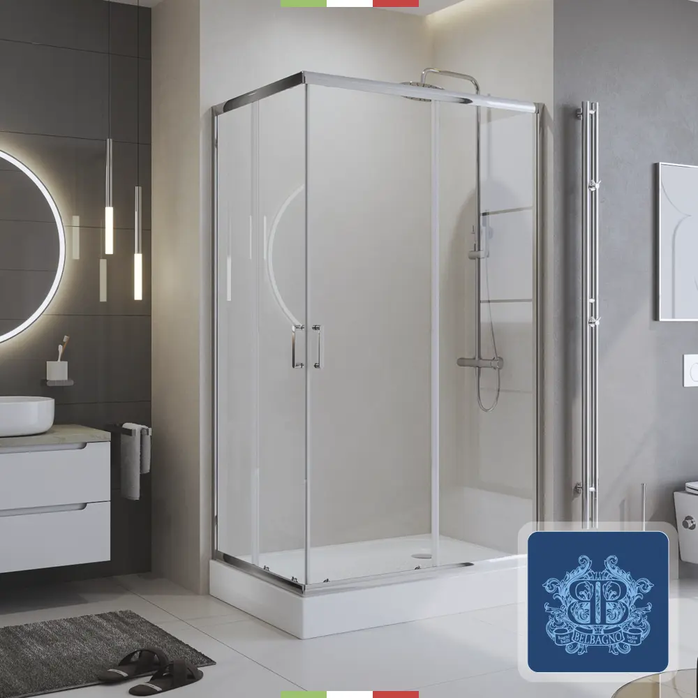 Фото Душевой уголок BelBagno UNO-195-AH-2-100/80-C-Cr 195x100см Фото Душевой уголок BelBagno UNO-195-AH-2-100/80-C-Cr 195x100см