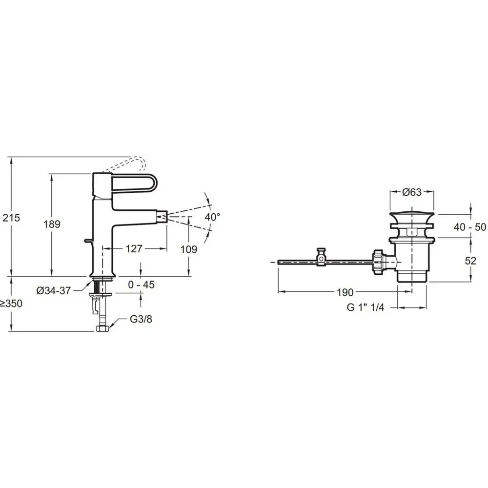 Фото 2 Смеситель для биде Jacob Delafon Odeon Rive Gauche E21033-BL-BL Фото 2 Смеситель для биде Jacob Delafon Odeon Rive Gauche E21033-BL-BL