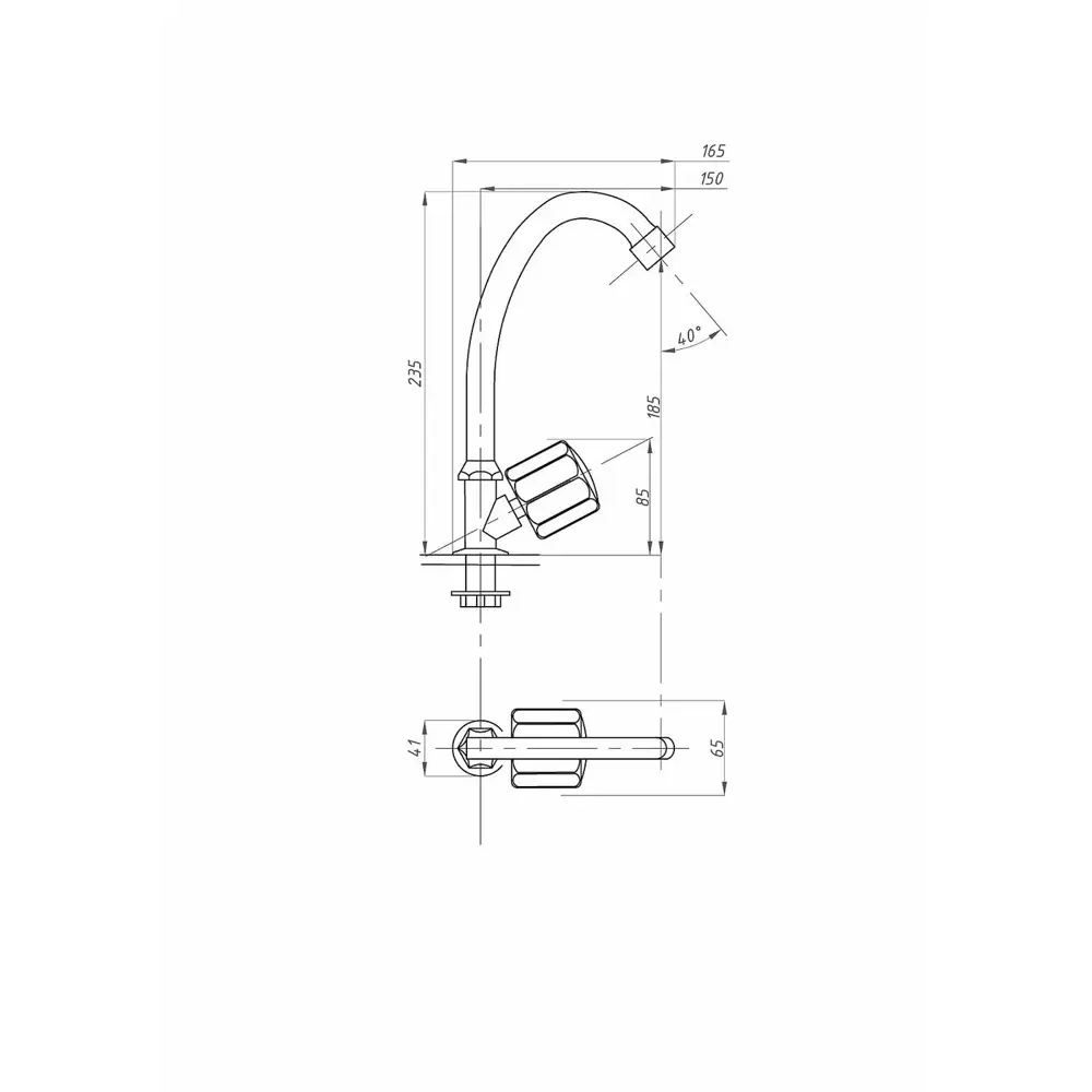 Фото 2 Смеситель для раковины Fauzt FZs-101-63 двухвентильный высокий цвет хром