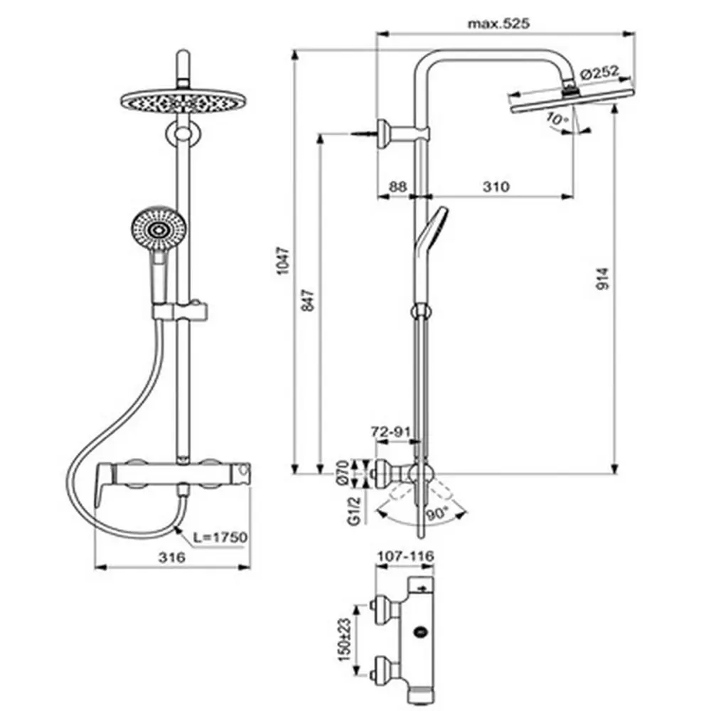 Фото 2 Душевая стойка Ideal Standard IdealRain Eco B2266AA 1 режим цвет хром Фото 2 Душевая стойка Ideal Standard IdealRain Eco B2266AA 1 режим цвет хром