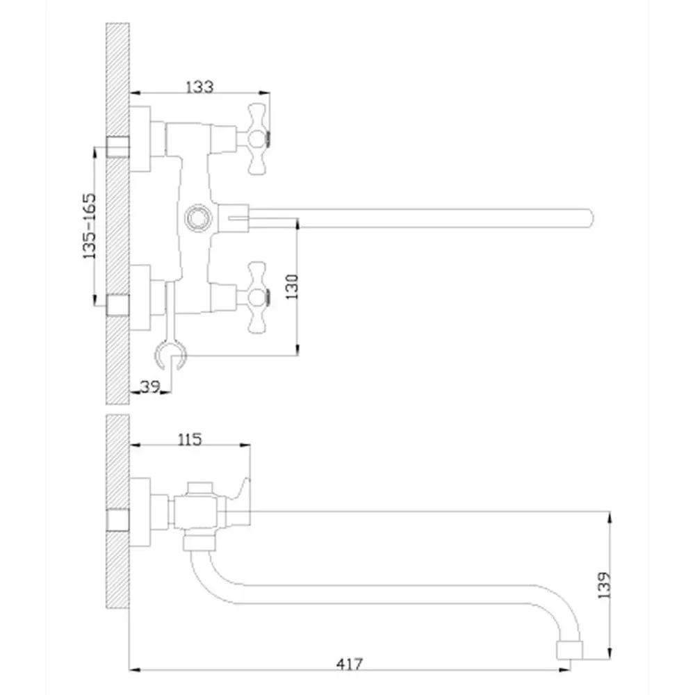 Фото 2 Смеситель для ванны Rossinka Silvermix H H02-84 универсальный двухвентильный цвет хром