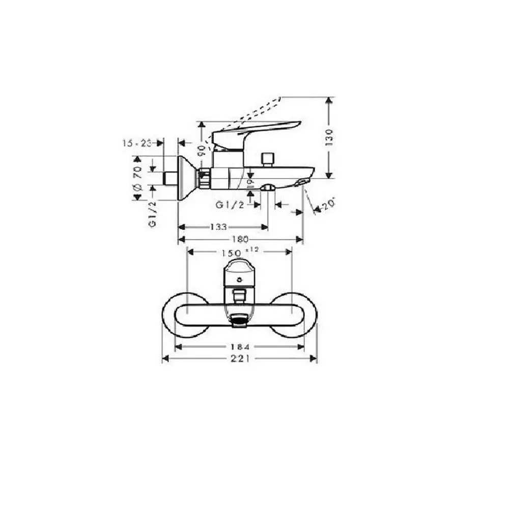 Фото 2 Смеситель для ванны Hansgrohe Logis E 71403000 однорычажный цвет хром Фото 2 Смеситель для ванны Hansgrohe Logis E 71403000 однорычажный цвет хром