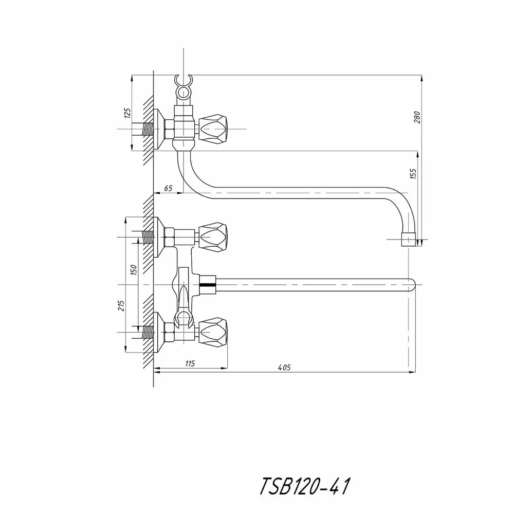 Фото 2 Смеситель для ванны Tsarsberg TSB-120-41 универсальный двухвентильный цвет хром