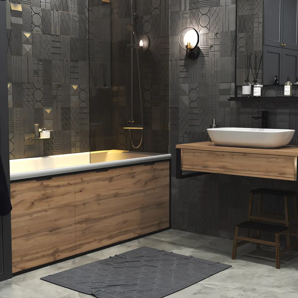 Фото 4 Экран для ванны 1Marka Grunge Loft Дуб вотан 170 Фото 4 Экран для ванны 1Marka Grunge Loft Дуб вотан 170