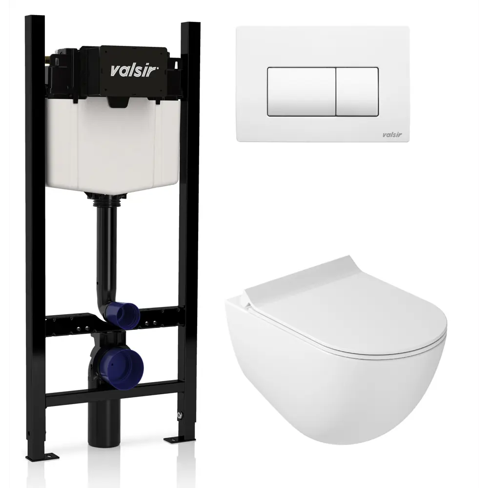 Фото Комплект инсталляция с унитазом Valsir KIT Vswm 7317 Slim P1 с кнопкой цвет белый Фото Комплект инсталляция с унитазом Valsir KIT Vswm 7317 Slim P1 с кнопкой цвет белый
