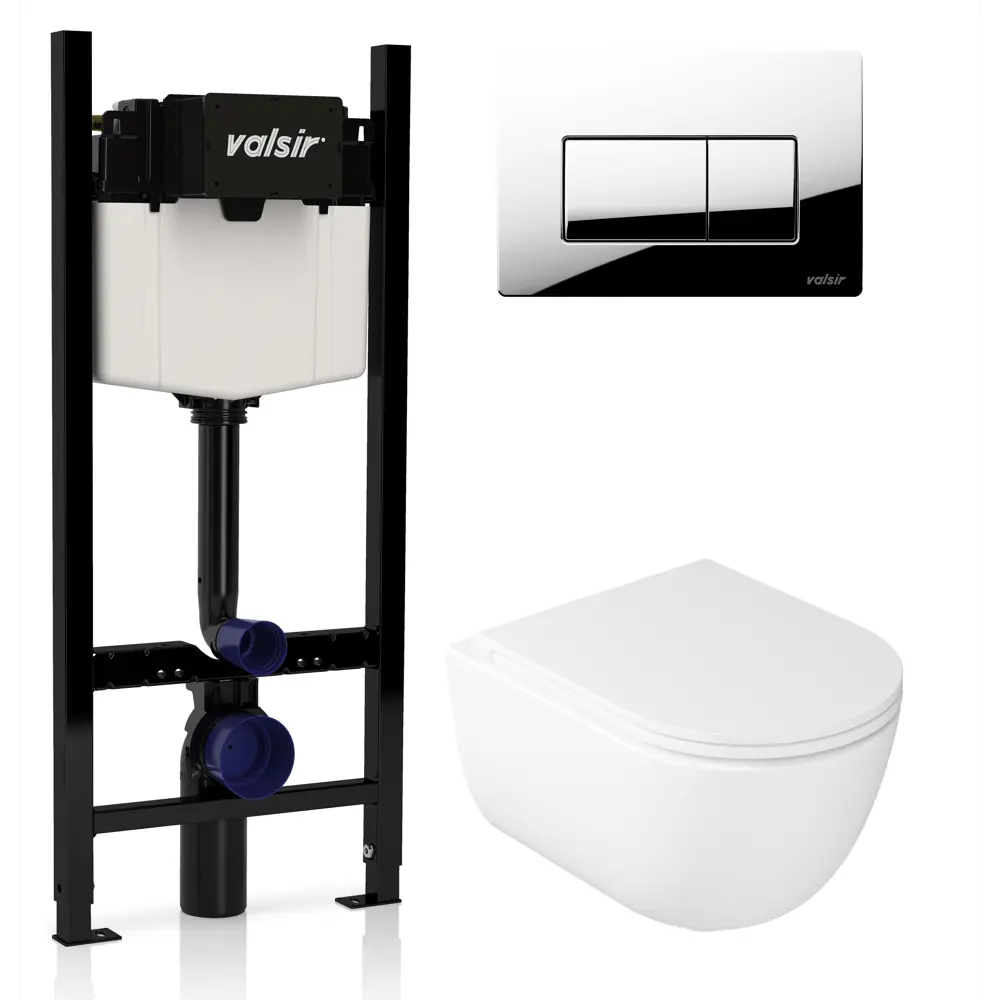 Фото Комплект инсталляция с унитазом Valsir KIT Vscr 7334 Std P1 с кнопкой цвет хром Фото Комплект инсталляция с унитазом Valsir KIT Vscr 7334 Std P1 с кнопкой цвет хром
