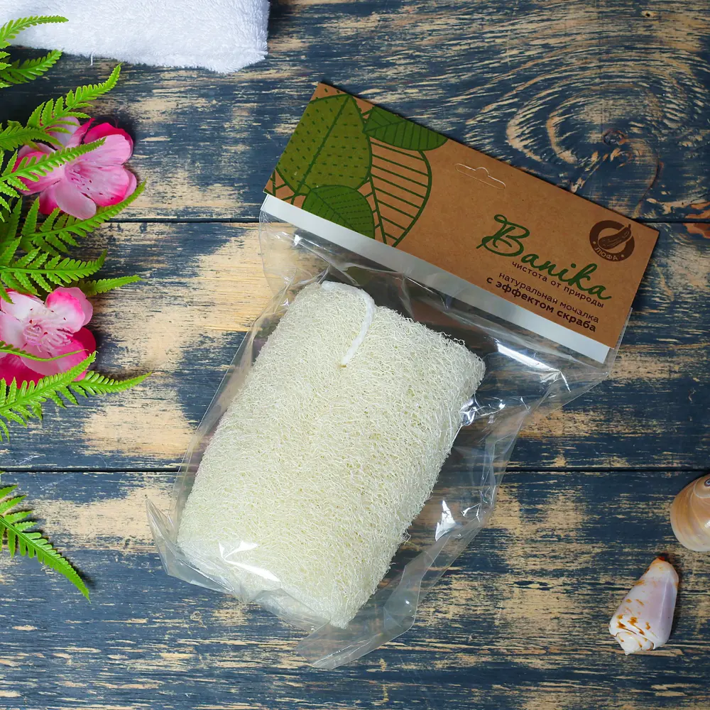 Фото Мочалка банная с петлей люффа Фото Мочалка банная с петлей люффа