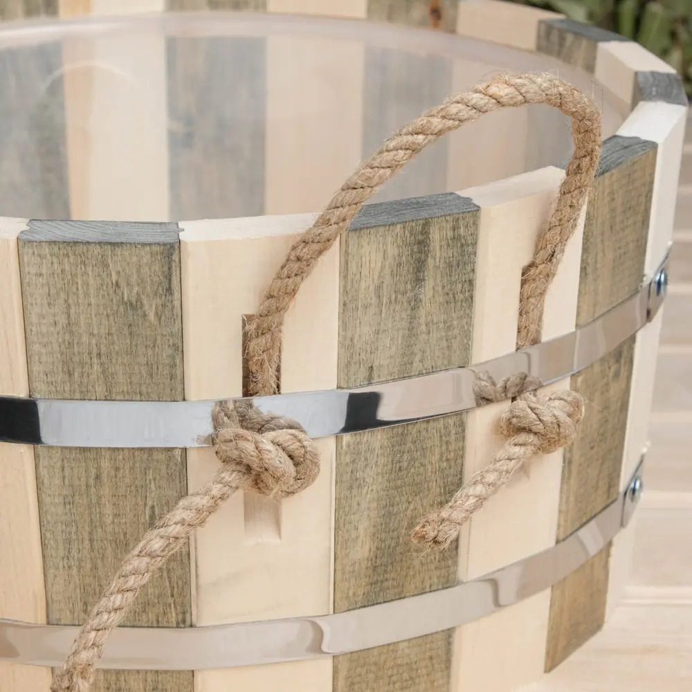 Фото 2 Шайка из липы круглая 10л пластиковая вставка День ночь Добропаровъ