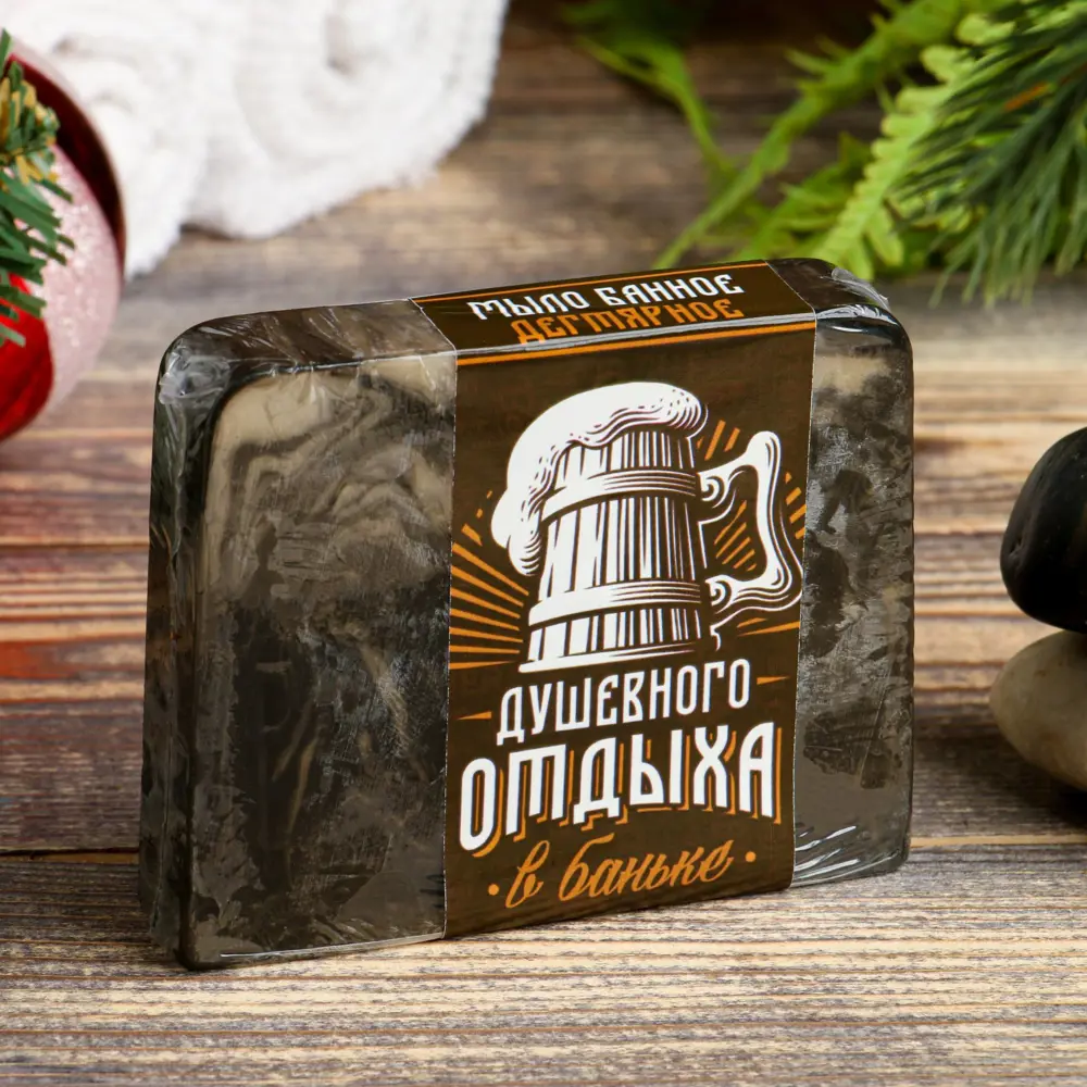 Фото Мыло банное Душевного отдыха дегтярное 80 г Фото Мыло банное Душевного отдыха дегтярное 80 г