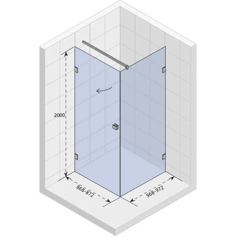 Фото 3 Душевой уголок Riho GX0203301 прямоугольник 87x97см хромированный профиль эффект стекла прозрачный