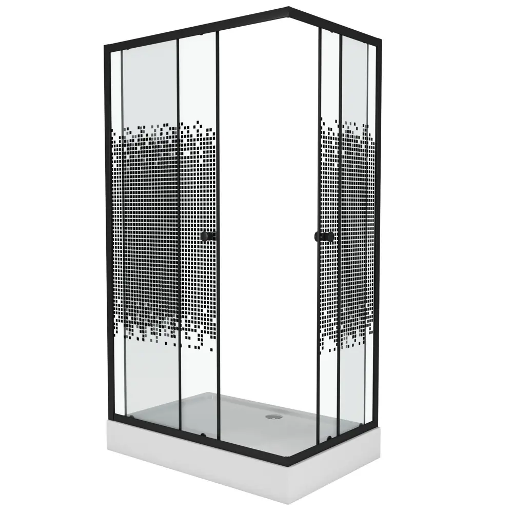 Фото 2 Душевой уголок Niagara Eco NG 012 14Q Black прямоугольник 120x80см хромированный профиль эффект стекла прозрачный Фото 2 Душевой уголок Niagara Eco NG 012 14Q Black прямоугольник 120x80см хромированный профиль эффект стекла прозрачный