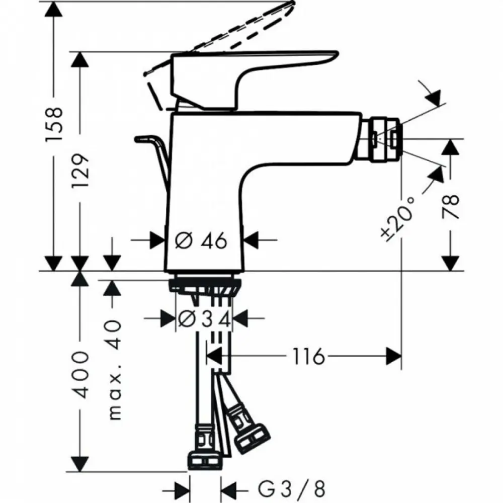 Фото 2 Смеситель для биде Hansgrohe 71720340 цвет Черный Фото 2 Смеситель для биде Hansgrohe 71720340 цвет Черный