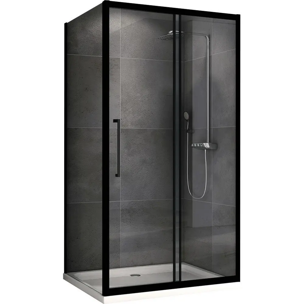 Фото Душевой уголок Abber AG30130BH-S100B прямоугольник 100x130см черный профиль эффект стекла прозрачный Фото Душевой уголок Abber AG30130BH-S100B прямоугольник 100x130см черный профиль эффект стекла прозрачный