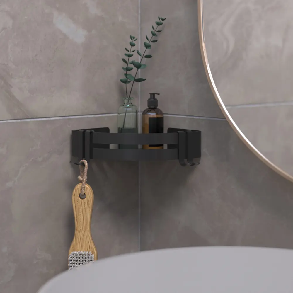 Фото 3 Полка для ванной Tempache 10401752 нержавеющая сталь цвет черный