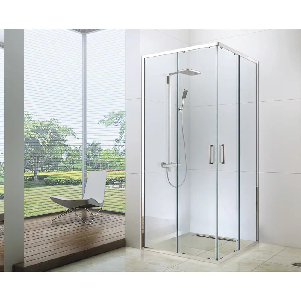 Фото Душевой уголок Berges 061121 прямой 100x100см серебро профиль эффект стекла прозрачный Фото Душевой уголок Berges 061121 прямой 100x100см серебро профиль эффект стекла прозрачный