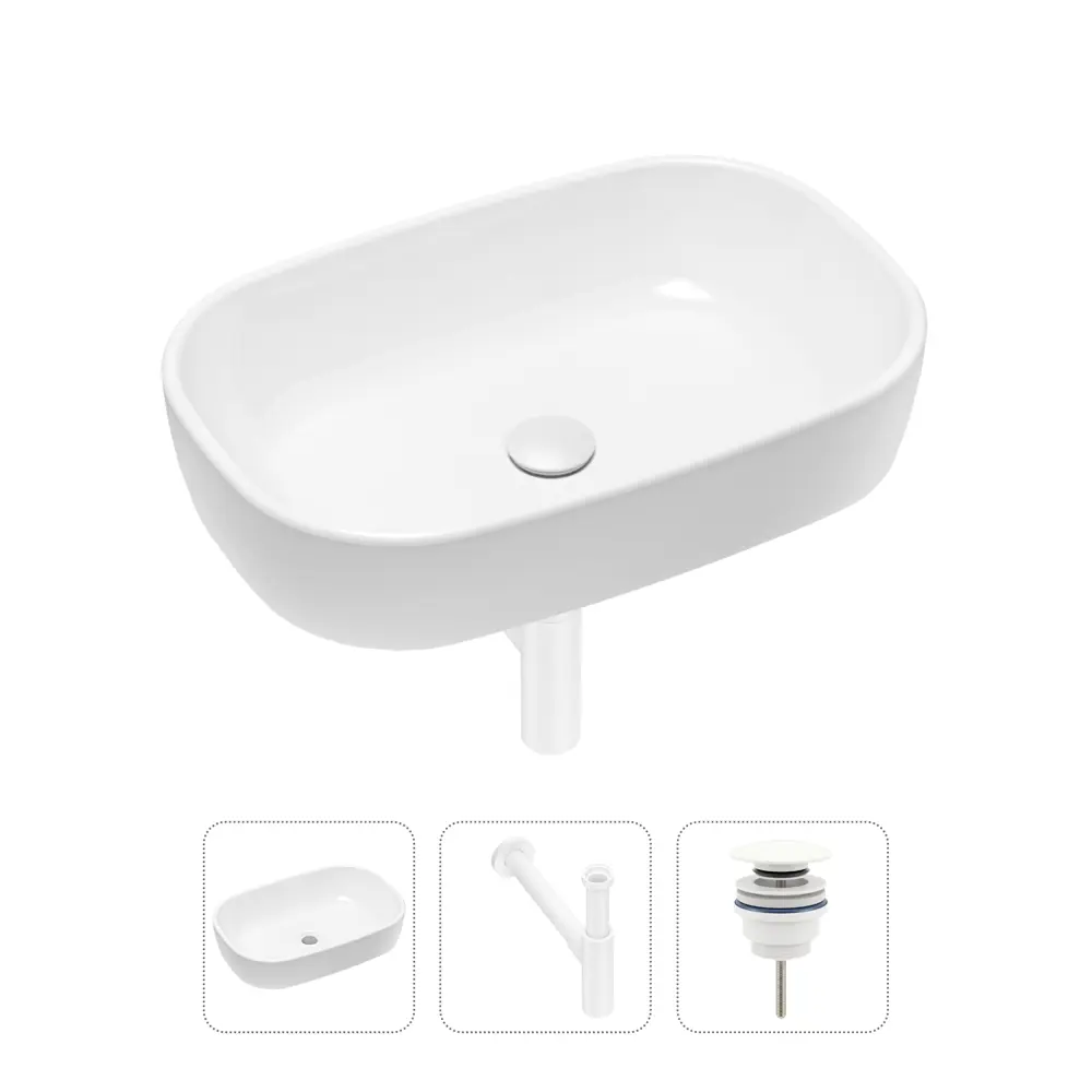 Фото Накладная раковина Lavinia Boho Bathroom Sink 21520044 фарфор 54 см с донным клапаном и металлическим сифоном Фото Накладная раковина Lavinia Boho Bathroom Sink 21520044 фарфор 54 см с донным клапаном и металлическим сифоном