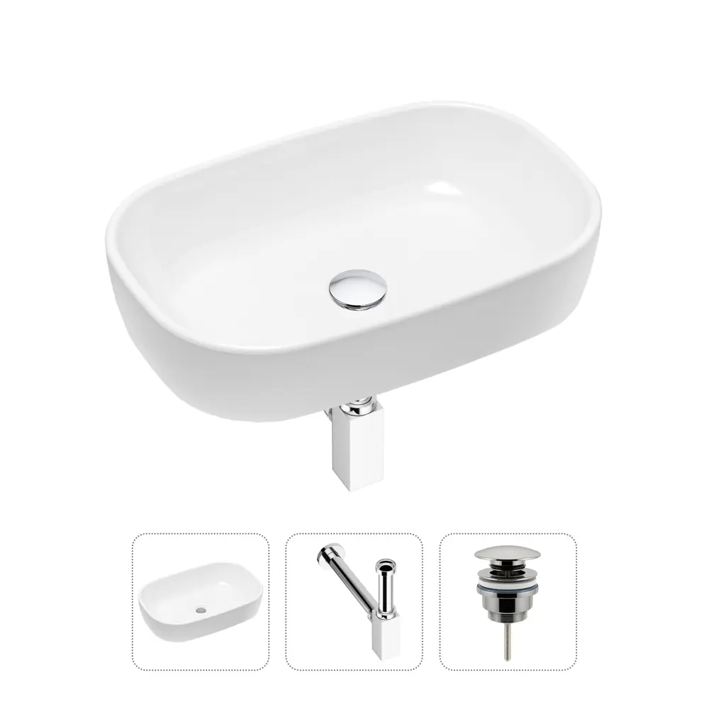 Фото Накладная раковина Lavinia Boho Bathroom Sink 21520016 фарфор 54 см с донным клапаном и металлическим сифоном Фото Накладная раковина Lavinia Boho Bathroom Sink 21520016 фарфор 54 см с донным клапаном и металлическим сифоном