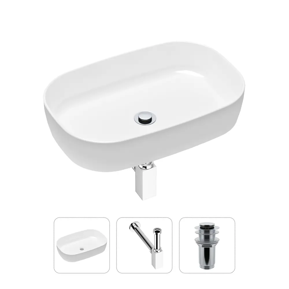 Фото Накладная раковина Lavinia Boho Bathroom Sink Slim 21520069 фарфор 54 см с донным клапаном и металлическим сифоном Фото Накладная раковина Lavinia Boho Bathroom Sink Slim 21520069 фарфор 54 см с донным клапаном и металлическим сифоном