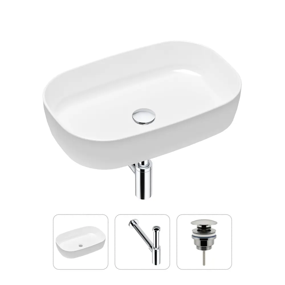 Фото Накладная раковина Lavinia Boho Bathroom Sink Slim 21520060 фарфор 54 см с донным клапаном и металлическим сифоном Фото Накладная раковина Lavinia Boho Bathroom Sink Slim 21520060 фарфор 54 см с донным клапаном и металлическим сифоном