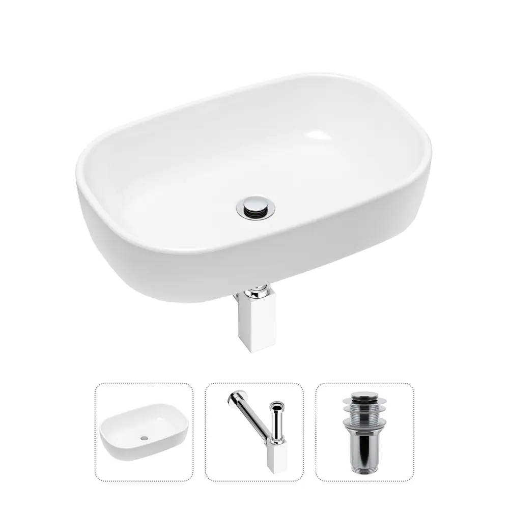Фото Накладная раковина Lavinia Boho Bathroom Sink 21520015 фарфор 54 см с донным клапаном и металлическим сифоном Фото Накладная раковина Lavinia Boho Bathroom Sink 21520015 фарфор 54 см с донным клапаном и металлическим сифоном