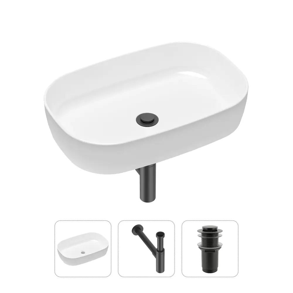 Фото Накладная раковина Lavinia Boho Bathroom Sink Slim 21520091 фарфор 54 см с донным клапаном и металлическим сифоном Фото Накладная раковина Lavinia Boho Bathroom Sink Slim 21520091 фарфор 54 см с донным клапаном и металлическим сифоном