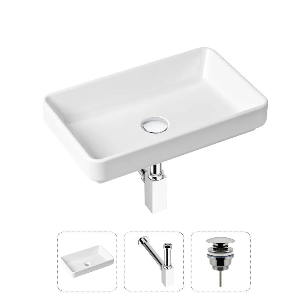 Фото Накладная раковина Lavinia Boho Bathroom Sink Slim 21520124 фарфор 55 см с донным клапаном и металлическим сифоном Фото Накладная раковина Lavinia Boho Bathroom Sink Slim 21520124 фарфор 55 см с донным клапаном и металлическим сифоном
