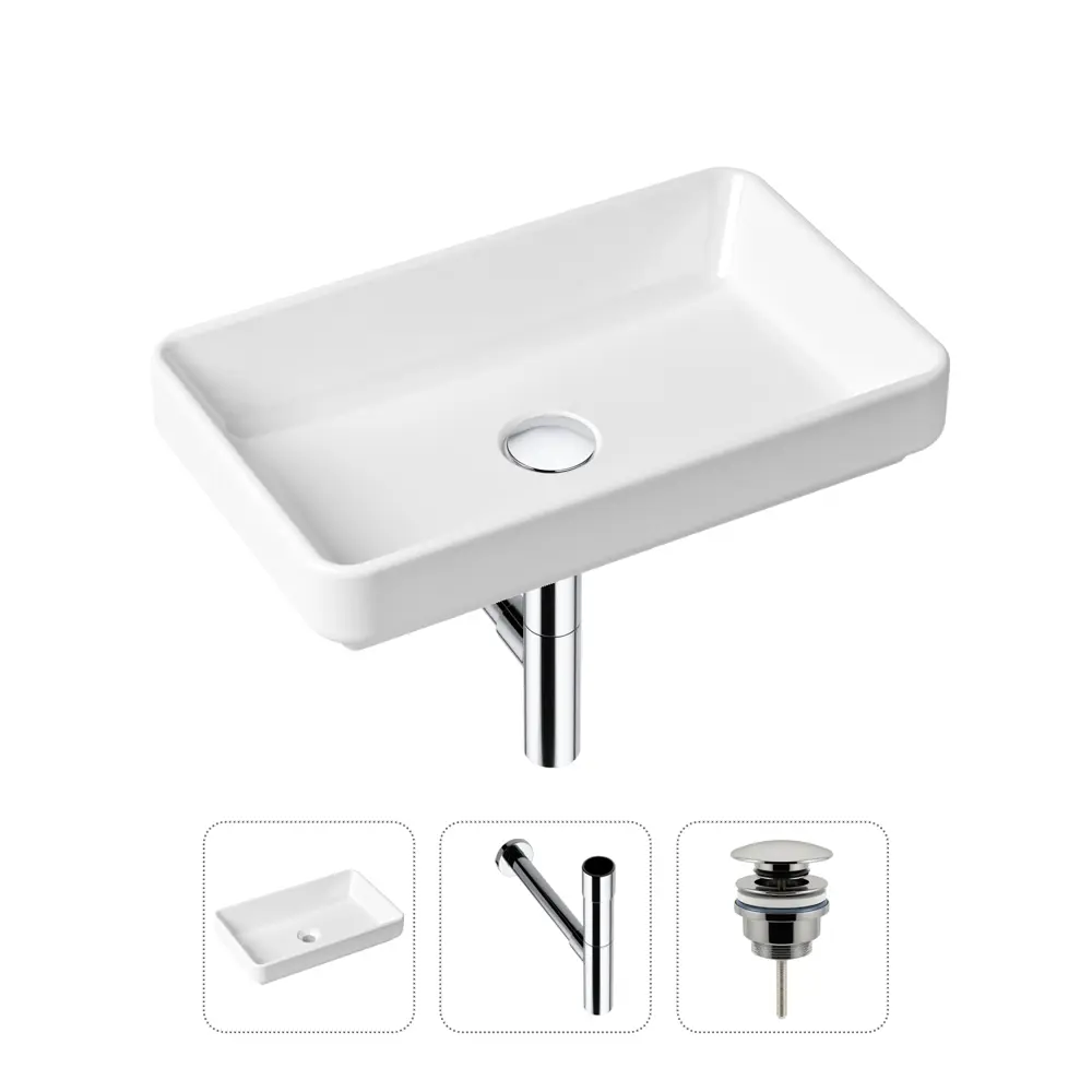 Фото Накладная раковина Lavinia Boho Bathroom Sink Slim 21520134 фарфор 55 см с донным клапаном и металлическим сифоном Фото Накладная раковина Lavinia Boho Bathroom Sink Slim 21520134 фарфор 55 см с донным клапаном и металлическим сифоном