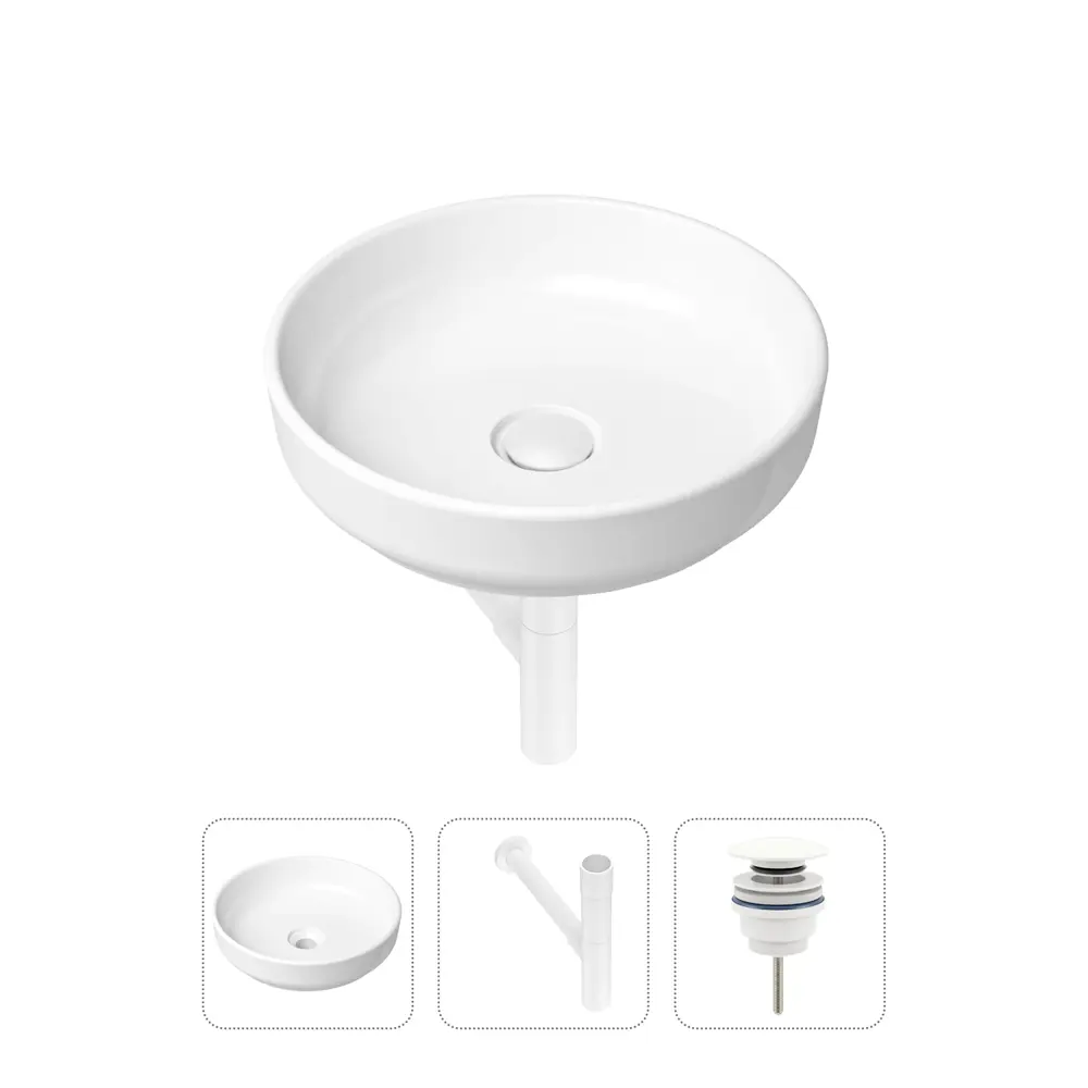 Фото Накладная раковина Lavinia Boho Bathroom Sink Slim 21520196 фарфор 40 см с донным клапаном и металлическим сифоном Фото Накладная раковина Lavinia Boho Bathroom Sink Slim 21520196 фарфор 40 см с донным клапаном и металлическим сифоном