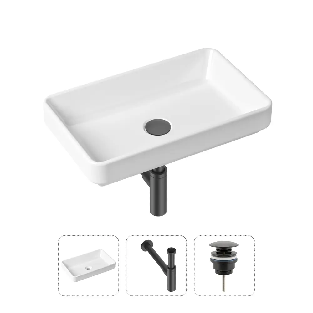 Фото Накладная раковина Lavinia Boho Bathroom Sink Slim 21520146 фарфор 55 см с донным клапаном и металлическим сифоном Фото Накладная раковина Lavinia Boho Bathroom Sink Slim 21520146 фарфор 55 см с донным клапаном и металлическим сифоном