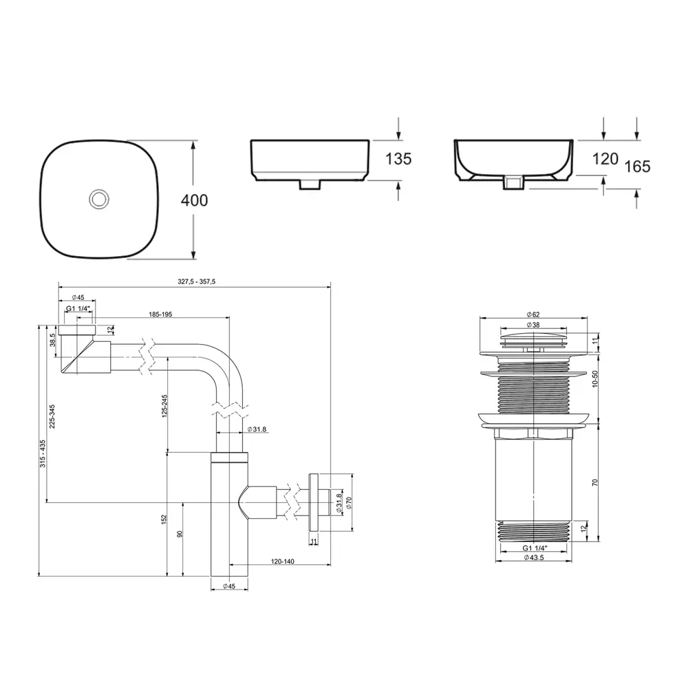 Фото 8 Накладная раковина Lavinia Boho Bathroom Sink Slim 21520263 фарфор 40 см с донным клапаном и металлическим сифоном Фото 8 Накладная раковина Lavinia Boho Bathroom Sink Slim 21520263 фарфор 40 см с донным клапаном и металлическим сифоном