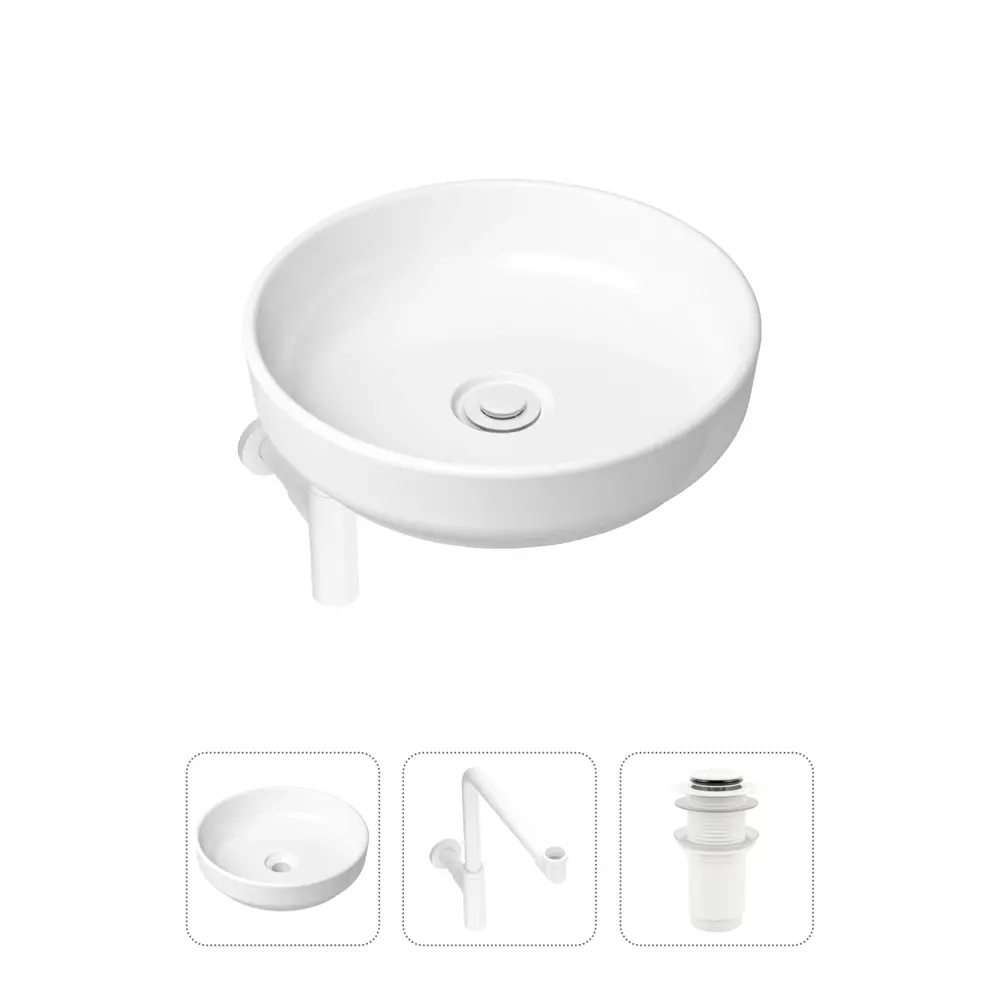 Фото Накладная раковина Lavinia Boho Bathroom Sink Slim 21520215 фарфор 40 см с донным клапаном и металлическим сифоном Фото Накладная раковина Lavinia Boho Bathroom Sink Slim 21520215 фарфор 40 см с донным клапаном и металлическим сифоном