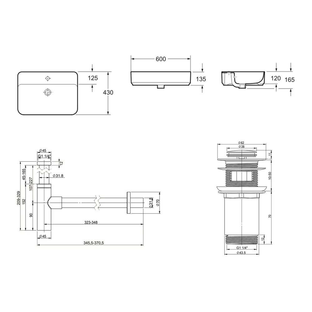 Фото 9 Накладная раковина Lavinia Boho Bathroom Sink Slim 21520361 фарфор 60 см с донным клапаном и металлическим сифоном Фото 9 Накладная раковина Lavinia Boho Bathroom Sink Slim 21520361 фарфор 60 см с донным клапаном и металлическим сифоном