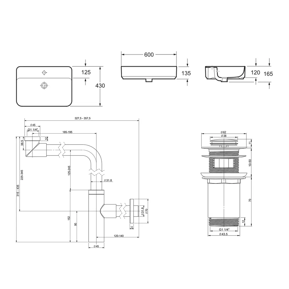 Фото 9 Накладная раковина Lavinia Boho Bathroom Sink Slim 21520373 фарфор 60 см с донным клапаном и металлическим сифоном Фото 9 Накладная раковина Lavinia Boho Bathroom Sink Slim 21520373 фарфор 60 см с донным клапаном и металлическим сифоном
