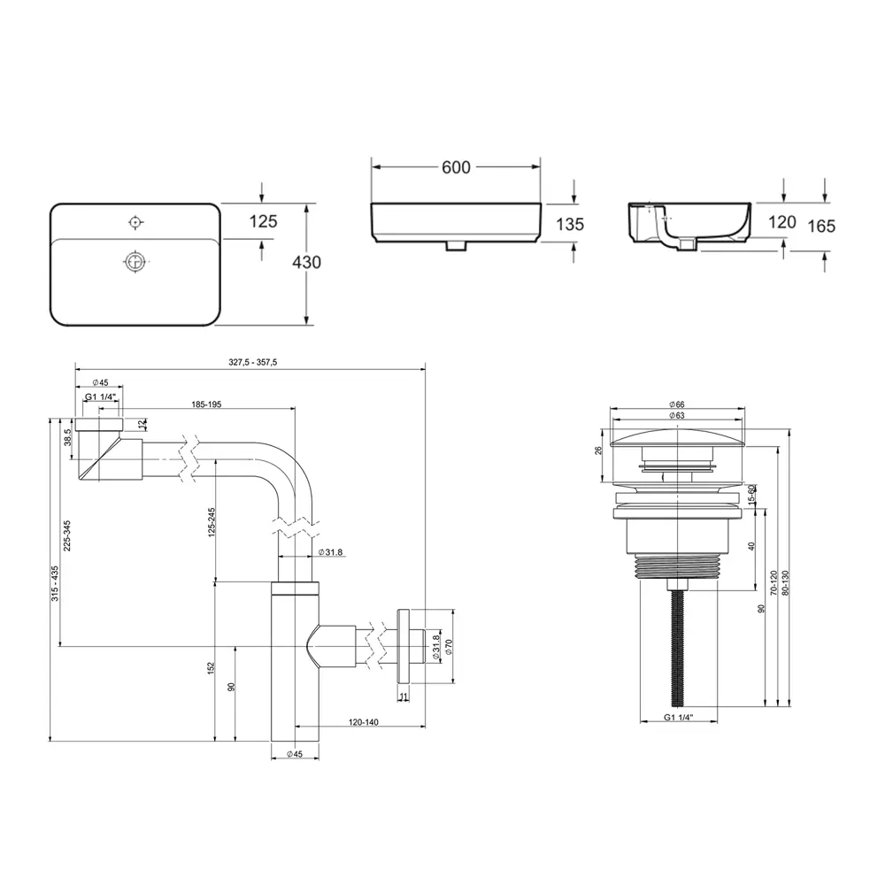 Фото 9 Накладная раковина Lavinia Boho Bathroom Sink Slim 21520370 фарфор 60 см с донным клапаном и металлическим сифоном Фото 9 Накладная раковина Lavinia Boho Bathroom Sink Slim 21520370 фарфор 60 см с донным клапаном и металлическим сифоном