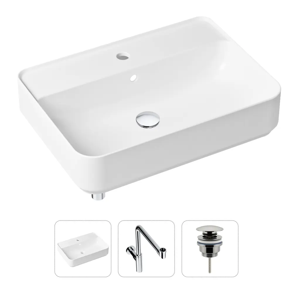 Фото Накладная раковина Lavinia Boho Bathroom Sink Slim 21520370 фарфор 60 см с донным клапаном и металлическим сифоном Фото Накладная раковина Lavinia Boho Bathroom Sink Slim 21520370 фарфор 60 см с донным клапаном и металлическим сифоном
