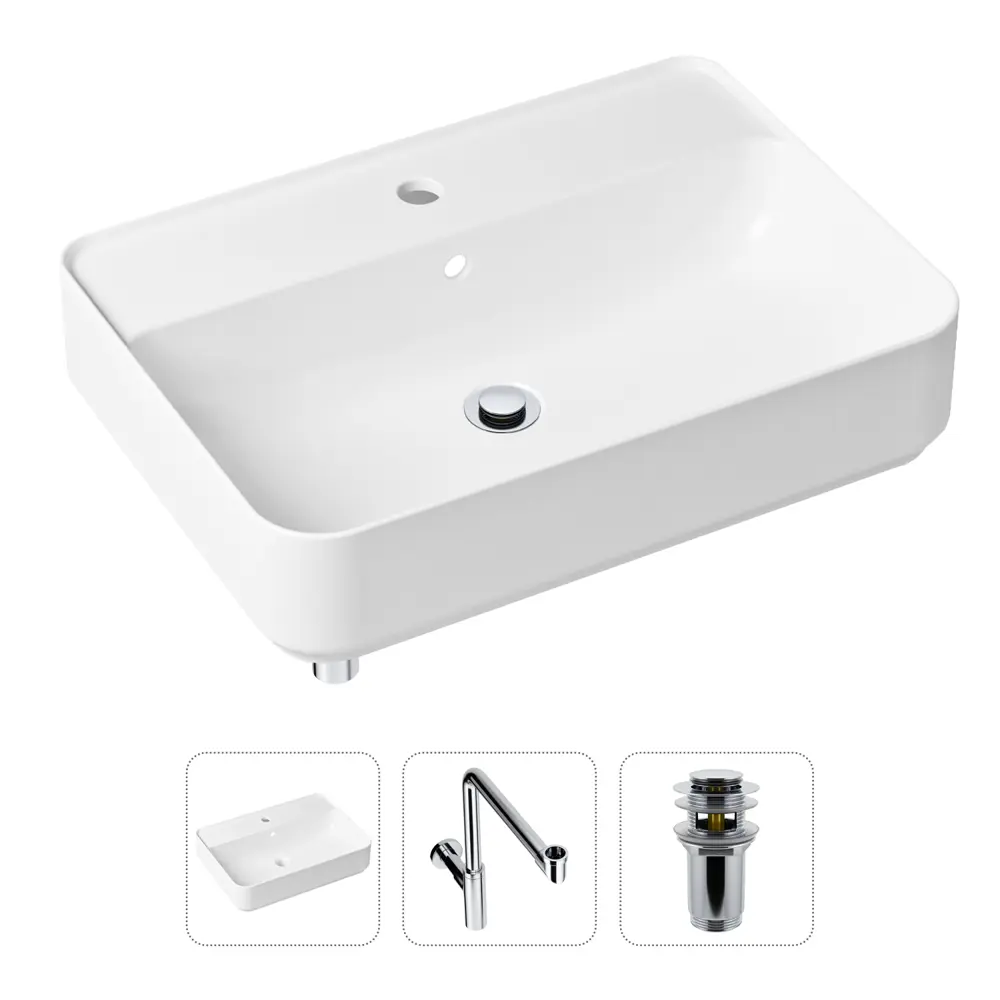 Фото Накладная раковина Lavinia Boho Bathroom Sink Slim 21520369 фарфор 60 см с донным клапаном и металлическим сифоном Фото Накладная раковина Lavinia Boho Bathroom Sink Slim 21520369 фарфор 60 см с донным клапаном и металлическим сифоном