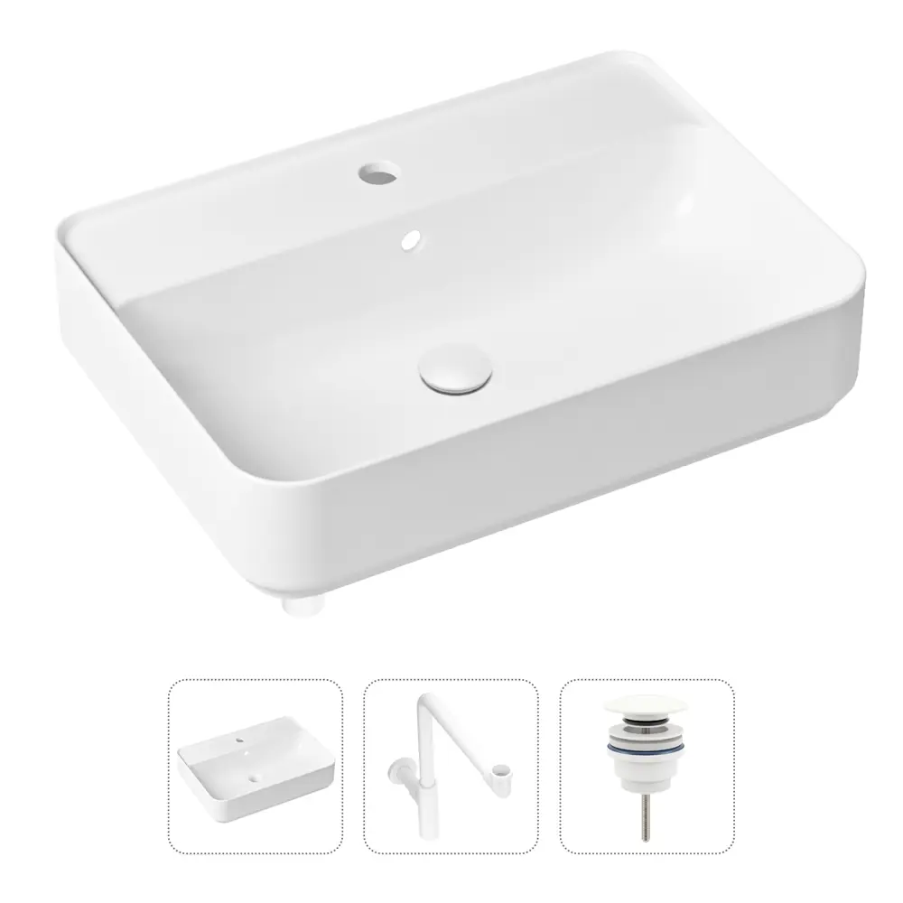 Фото Накладная раковина Lavinia Boho Bathroom Sink Slim 21520378 фарфор 60 см с донным клапаном и металлическим сифоном Фото Накладная раковина Lavinia Boho Bathroom Sink Slim 21520378 фарфор 60 см с донным клапаном и металлическим сифоном