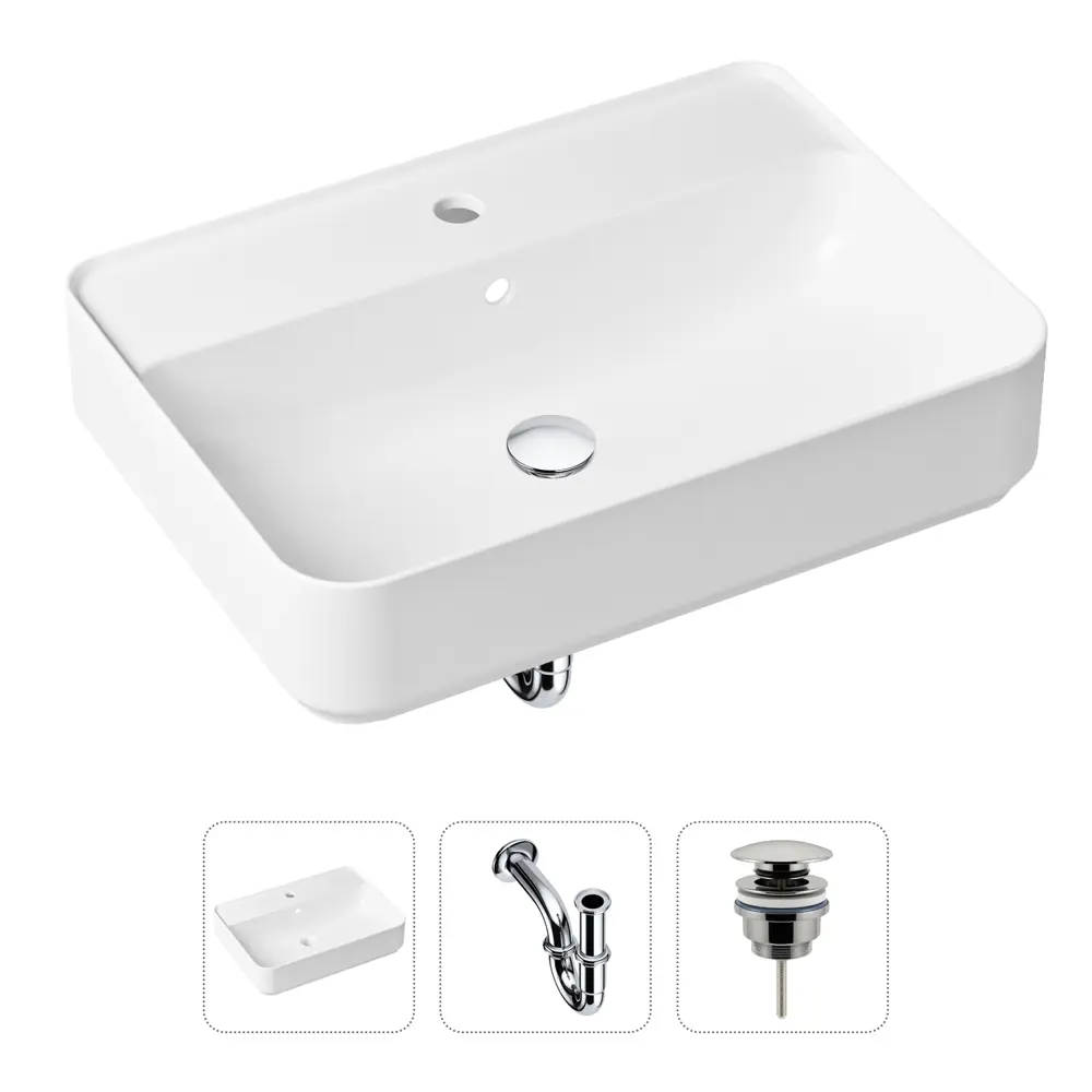 Фото Накладная раковина Lavinia Boho Bathroom Sink Slim 21520326 фарфор 60 см с донным клапаном и металлическим сифоном Фото Накладная раковина Lavinia Boho Bathroom Sink Slim 21520326 фарфор 60 см с донным клапаном и металлическим сифоном